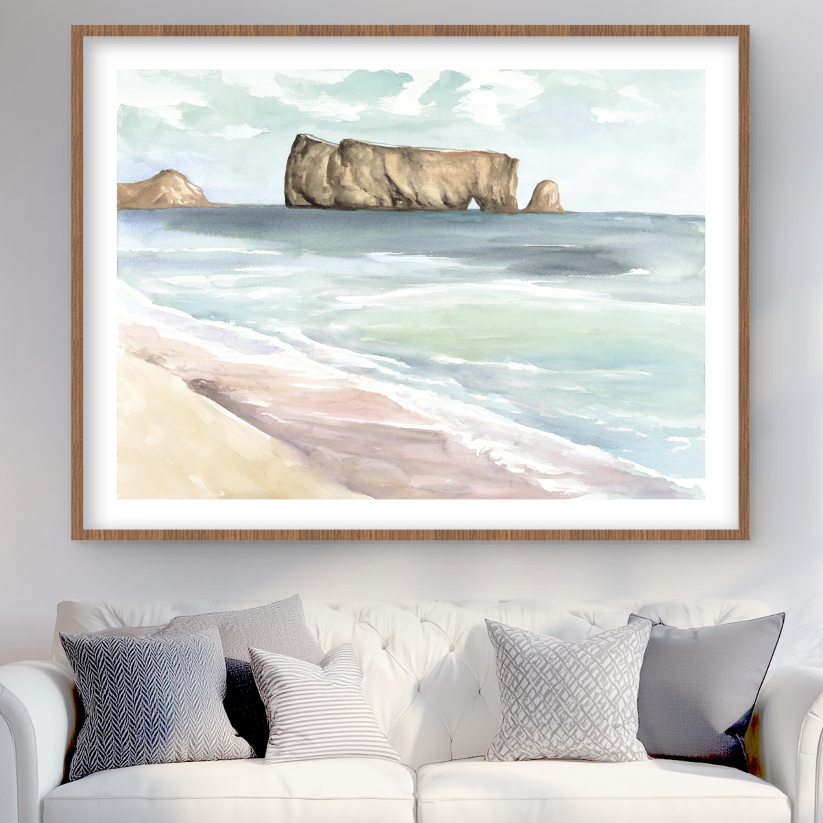 C1FM36483I4DWP 36 x 48 in. Rocher Perce - Framed Matted Print for Bathroom Decor
