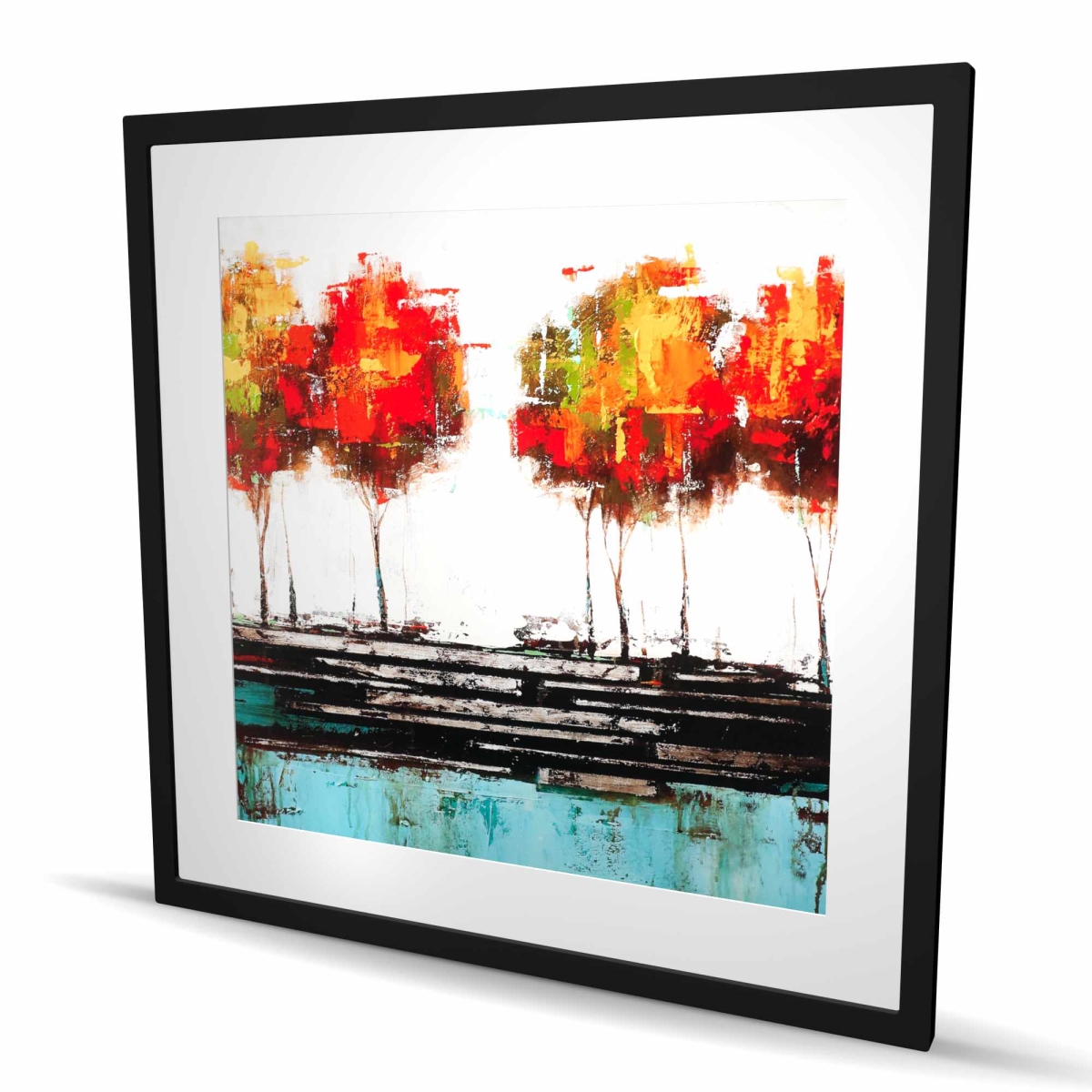 C1FM3636PNMPBD 36 x 36 in. Modern Style Trees Framed Matted Print - Home Decor Art