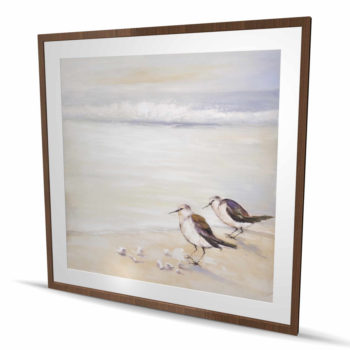 C1FM484820A54M 48 x 48 in. Two Sandpipers on the Beach - Gray Bird Framed Print Decor