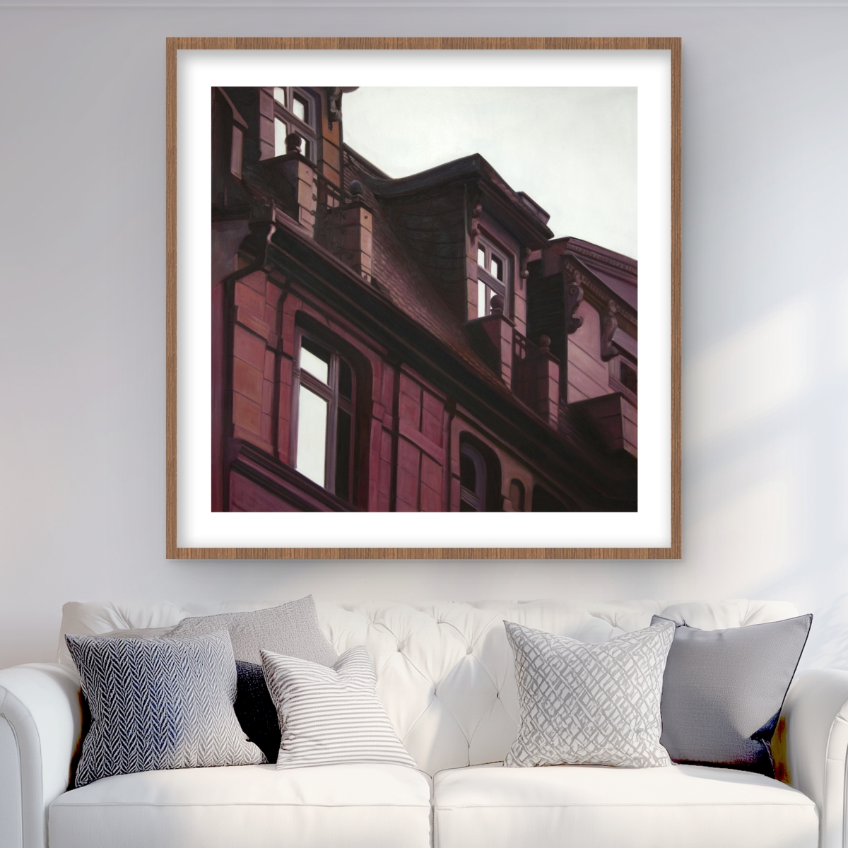 C1FM3636FT5FEC 36 x 36 in. Architectural Building - Framed Matted Print for Home Decor
