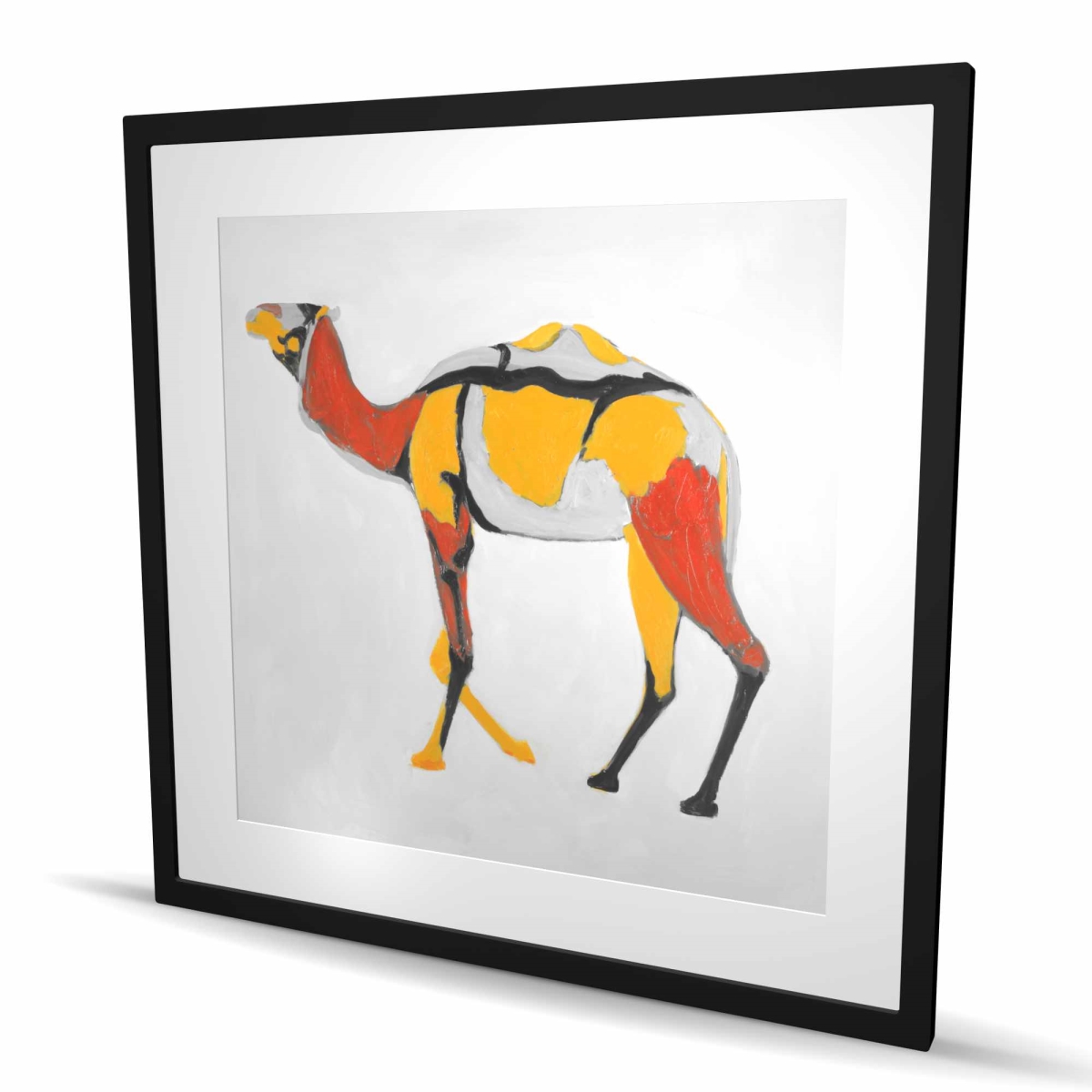 C1FM3636SETAES 36 x 36 in. Abstract Dromedary - Orange Framed Matted Print for Bedroom