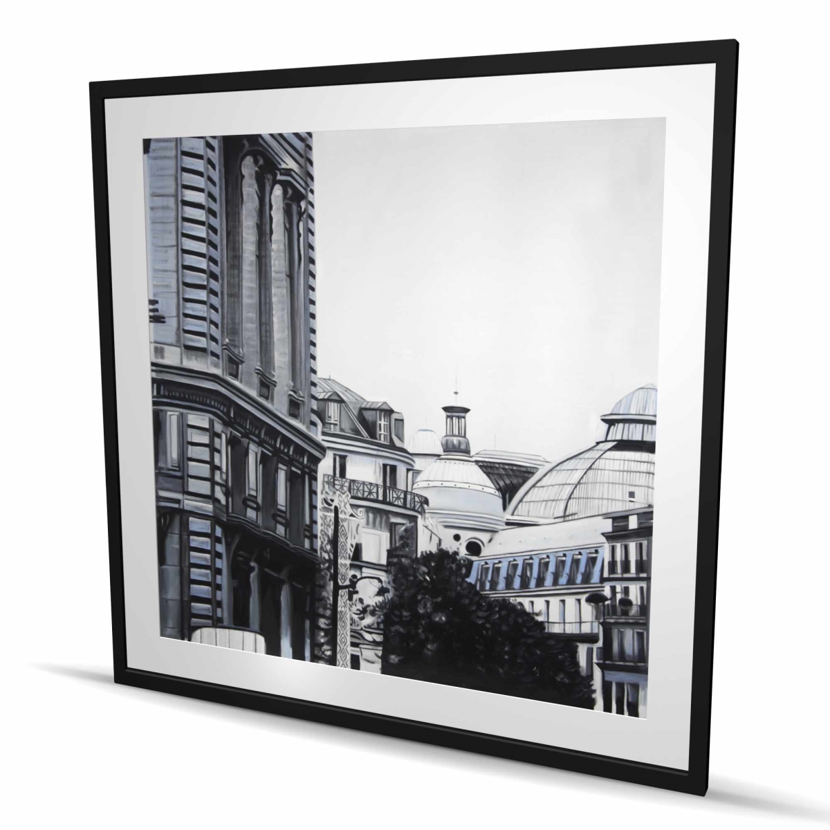 C1FM4848PUTPPL 48 x 48 in. Historic Downtown White Bedroom Framed Matted Print - Decor
