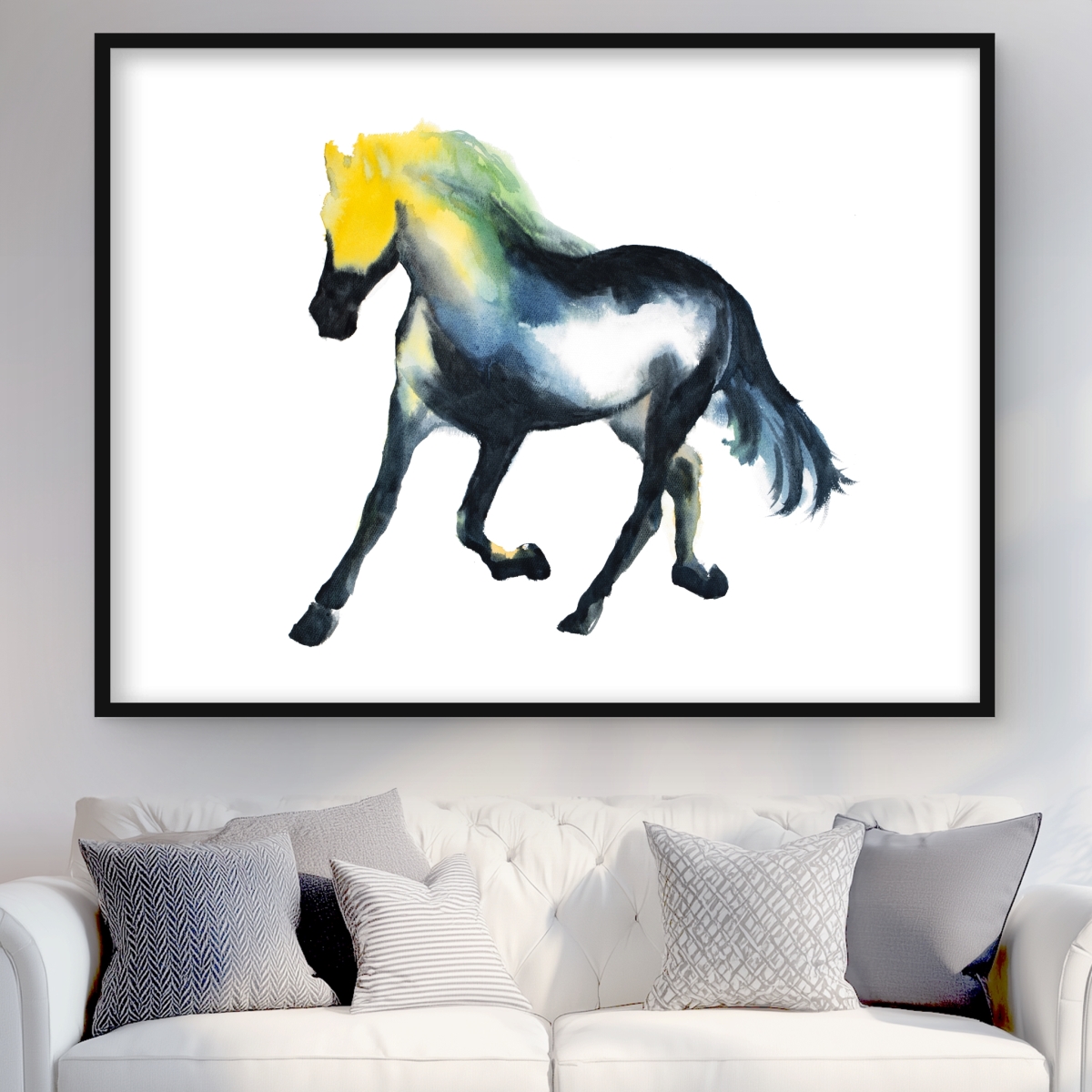 C1FM3648HBC3GA 36 x 48 in. Galloping Horse - Framed Matted Print for Home Decor