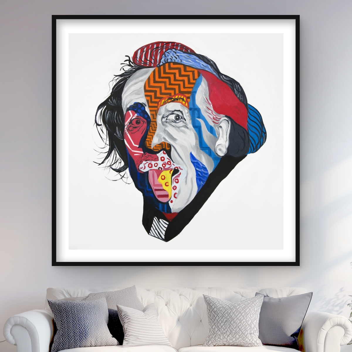 C1FM4848ZZ644D 48 x 48 in. Abstract Albert Einstein Pop Art Framed Print for Home Decor