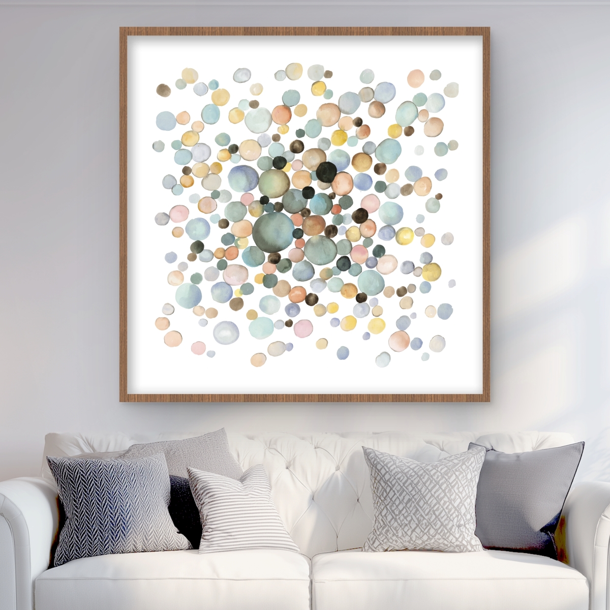 C1FM3636WSYPE7 36 x 36 in. Little Bubbles - Abstract Bathroom Framed Matted Print Decor