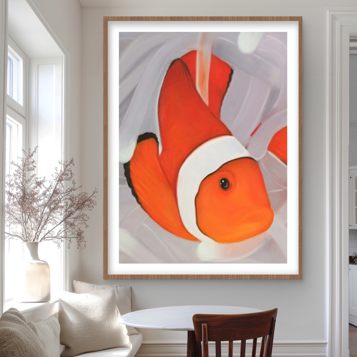 C1FM3648GRS824 36 x 48 in. Clownfish Under the Sea - Framed Matted Print for Home Decor