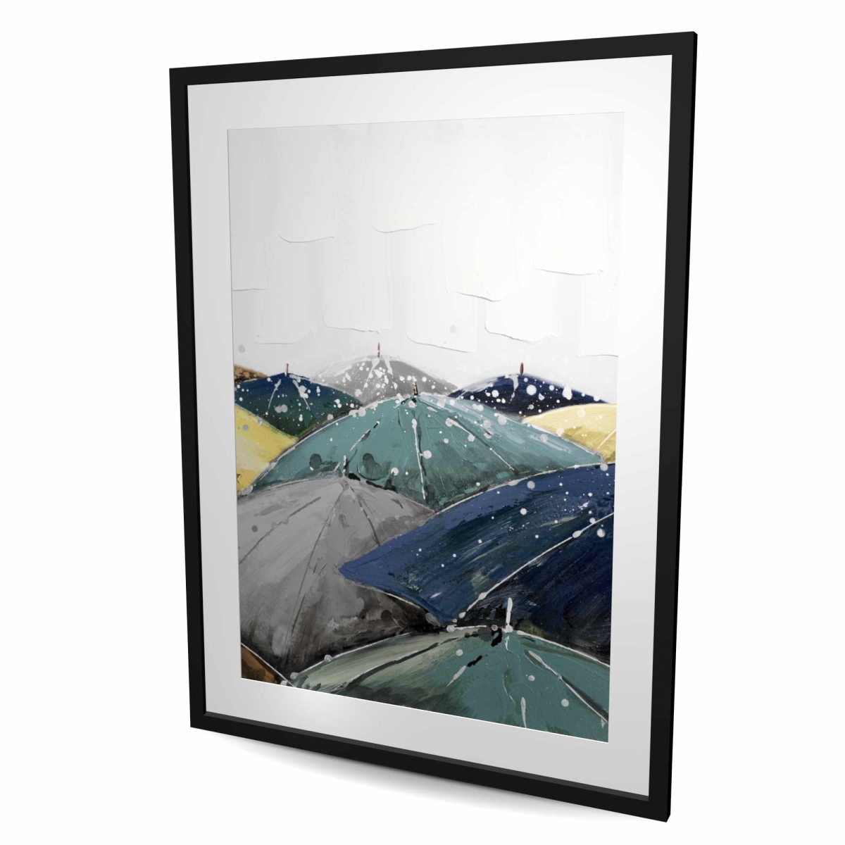 C1FM3648KUL494 36 x 48 in. Umbrellas - Miscellaneous Bathroom Framed Matted Print Decor