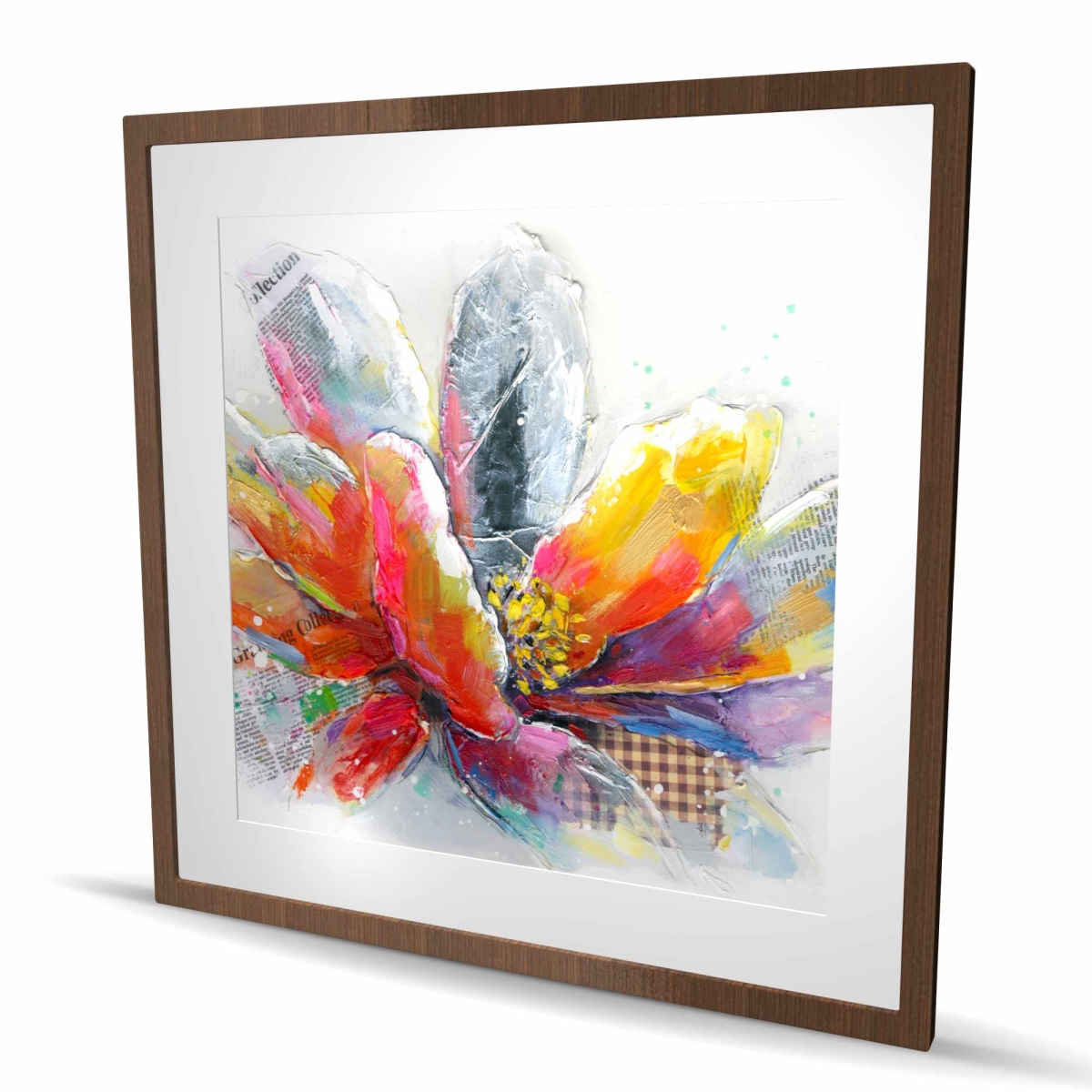 C1FM3636LL5RST 36 x 36 in. Abstract Flower with Texture - Modern Orange Framed Print