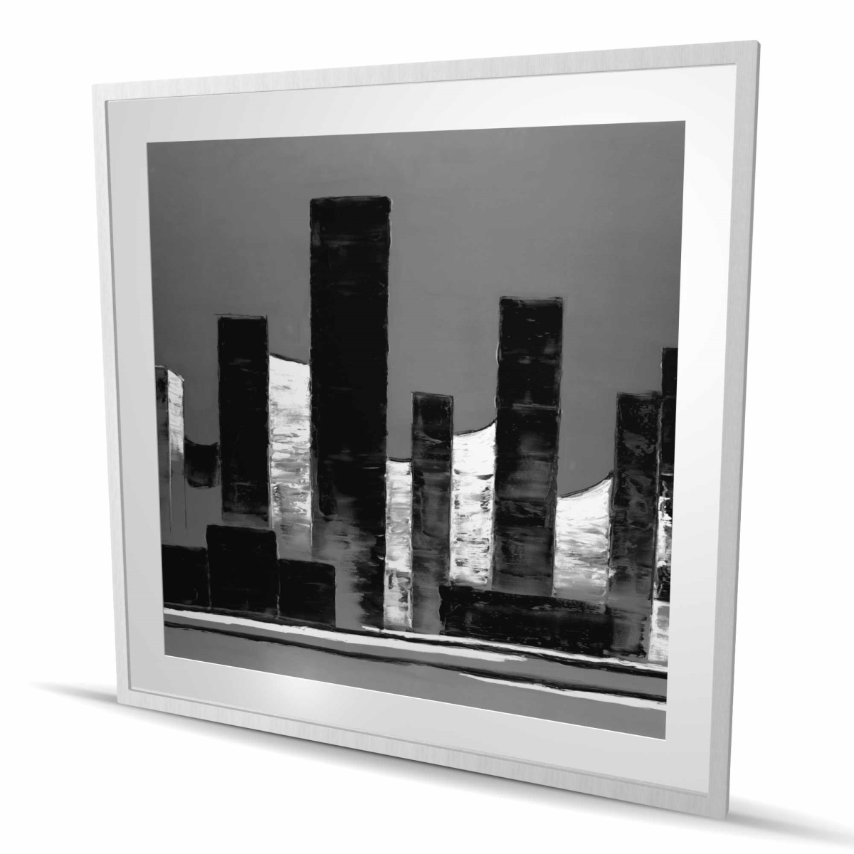 C1FM48488B18S1 48 x 48 in. Minimalist Abstract Buildings - Office Cities Framed Print