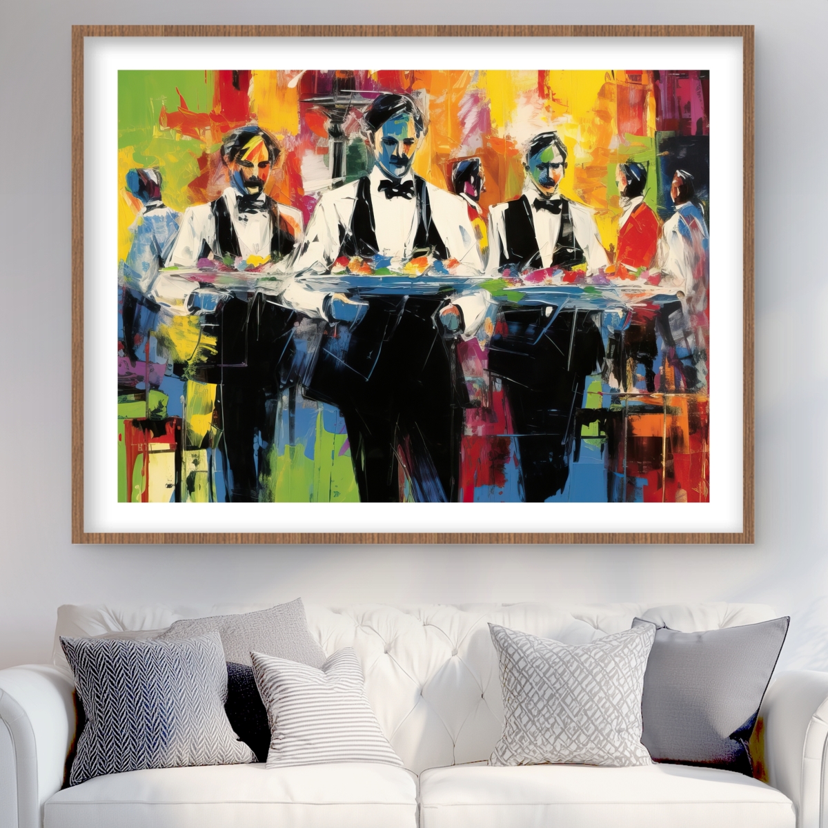 C1FM3648ADNIND 36 x 48 in. Classic Waiters - Red Contemporary Framed Matted Print Decor