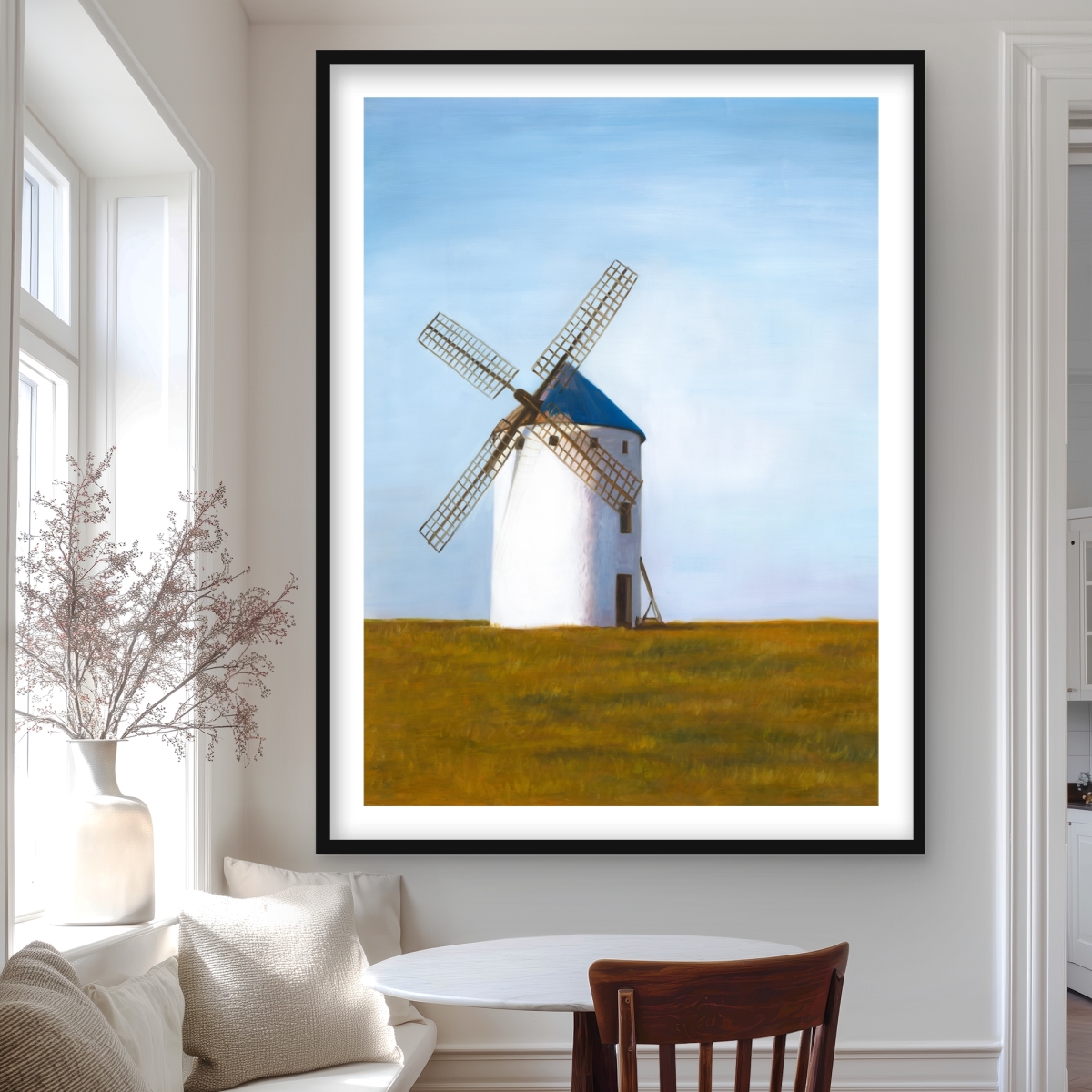 C1FM3648APQLDW 36 x 48 in. Big Windmill - Rustic Landscapes Framed Matted Print Decor