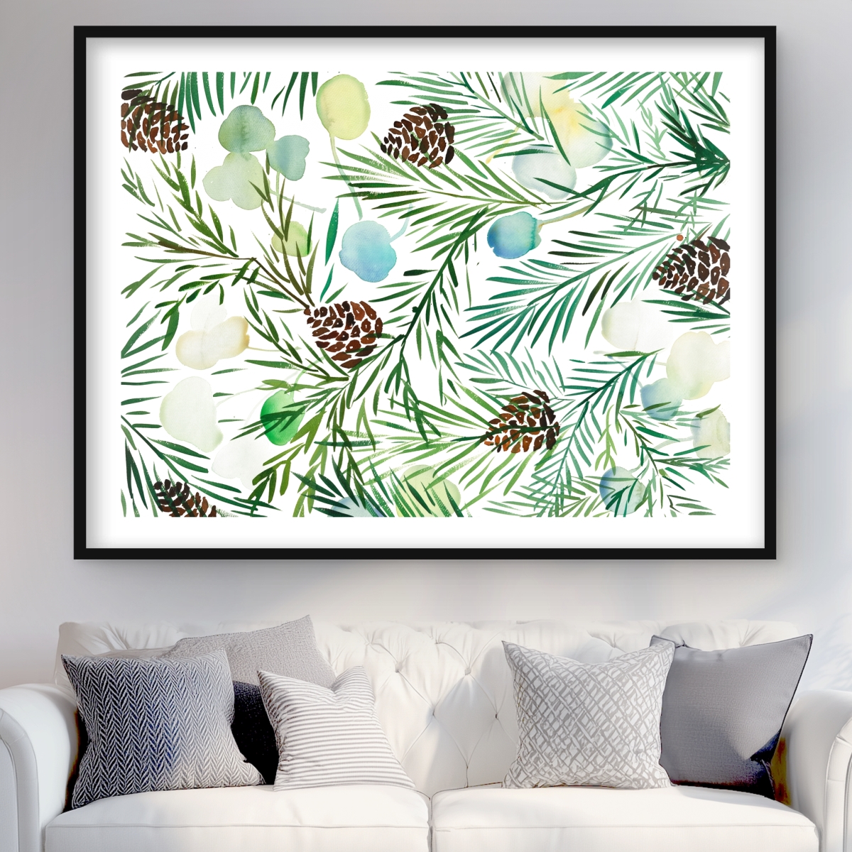 C1FM36488P2AAC 36 x 48 in. Pine Cone Pattern - Holiday Illustrative Framed Print Decor