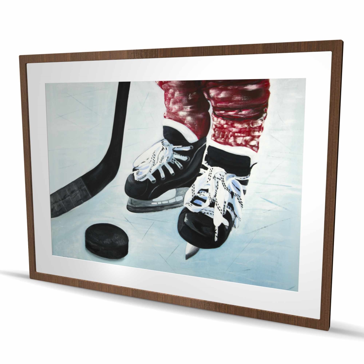 C1FM3648KFYP9W 36 x 48 in. Young Hockey Player - Shoes Man Cave Framed Matted Print