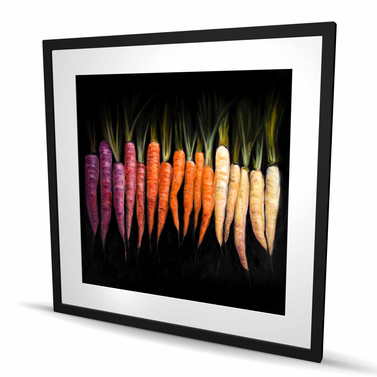 C1FM3636VTHPRS 36 x 36 in. Colorful Carrots - Still Life Food Framed Matted Print Decor