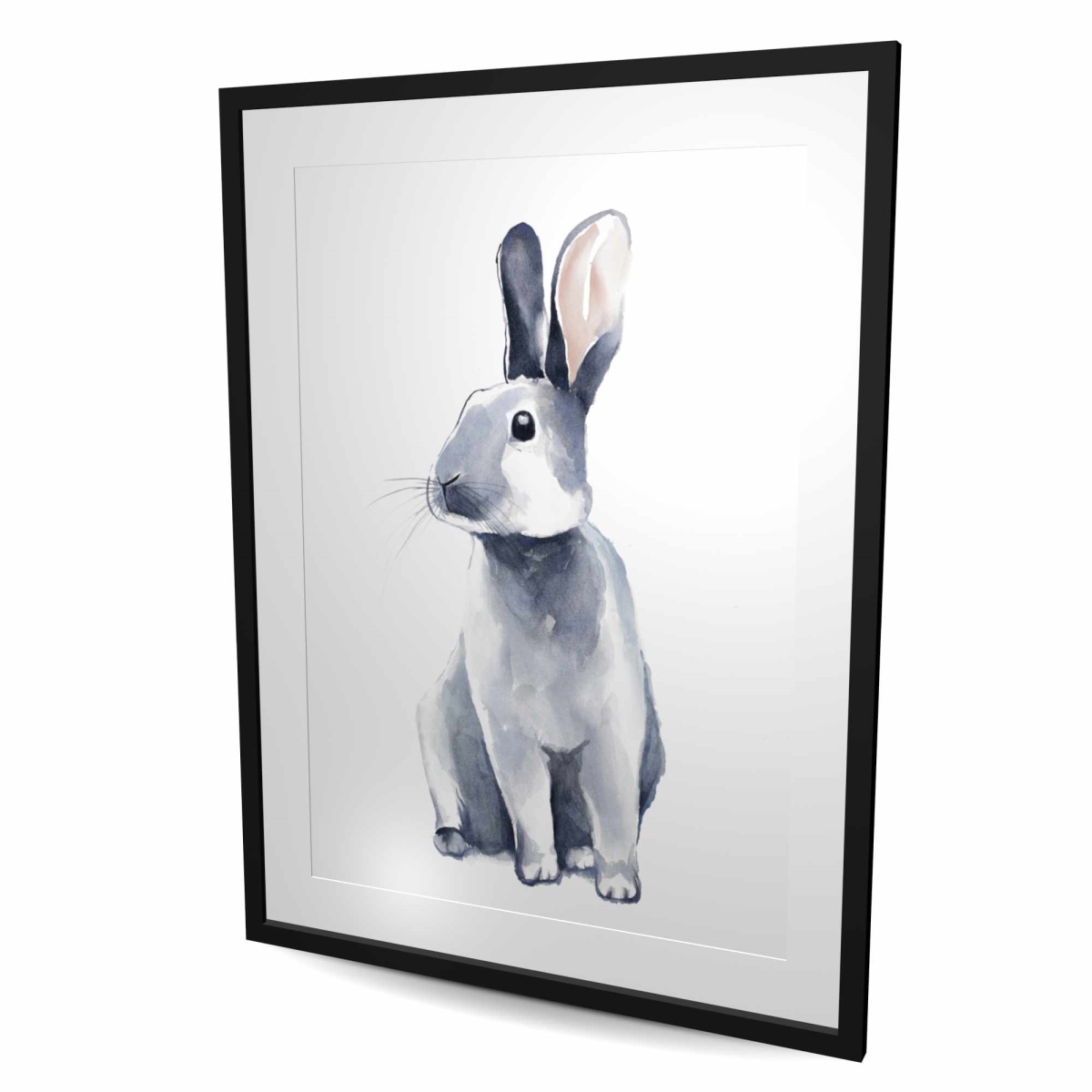 C1FM3648CO4MX1 36 x 48 in. Gray Curious Rabbit - Framed Matted Print for Home Decor