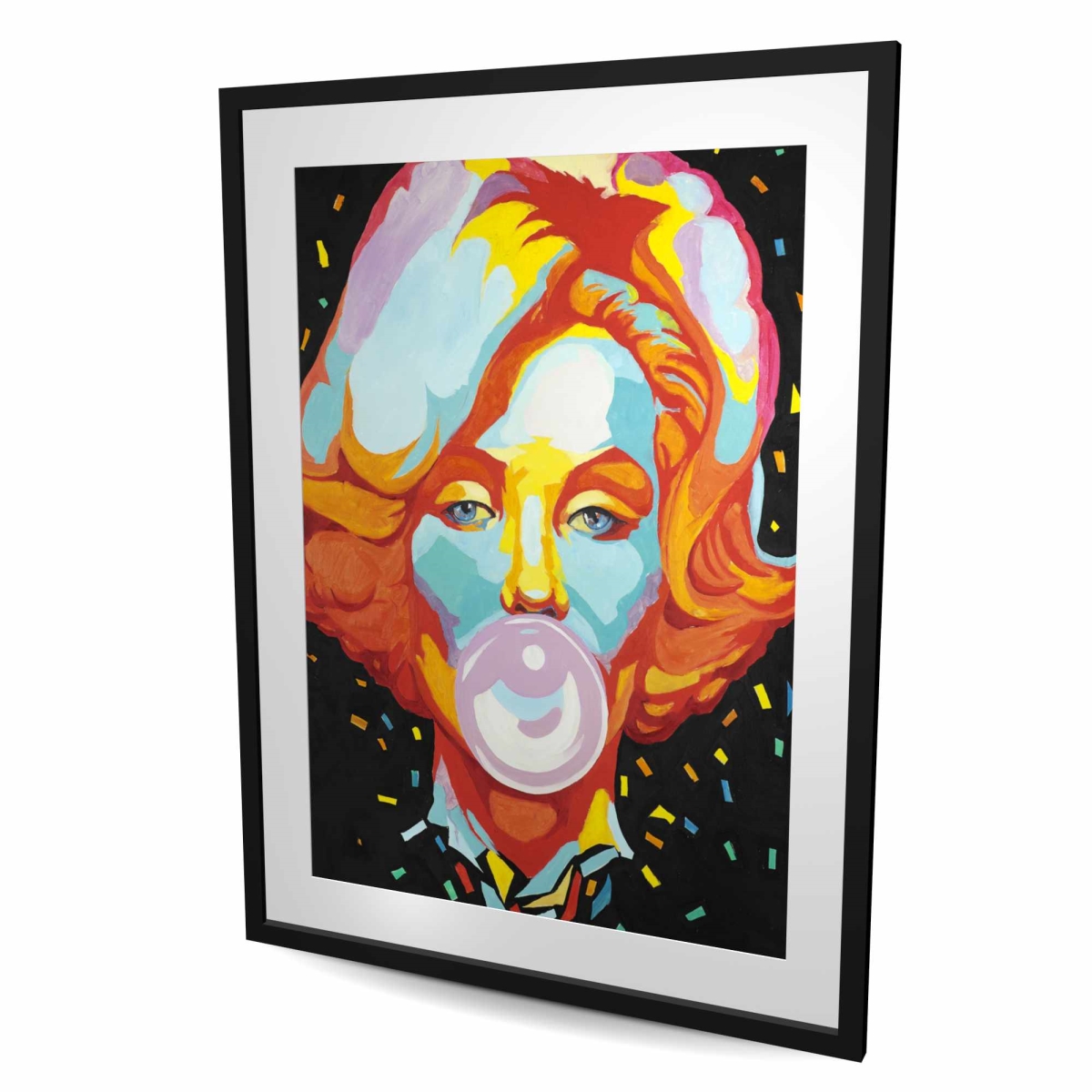 C1FM3648D1RCBV 36 x 48 in. Colorful Marilyn Monroe Bubblegum - Retro Framed Print Decor