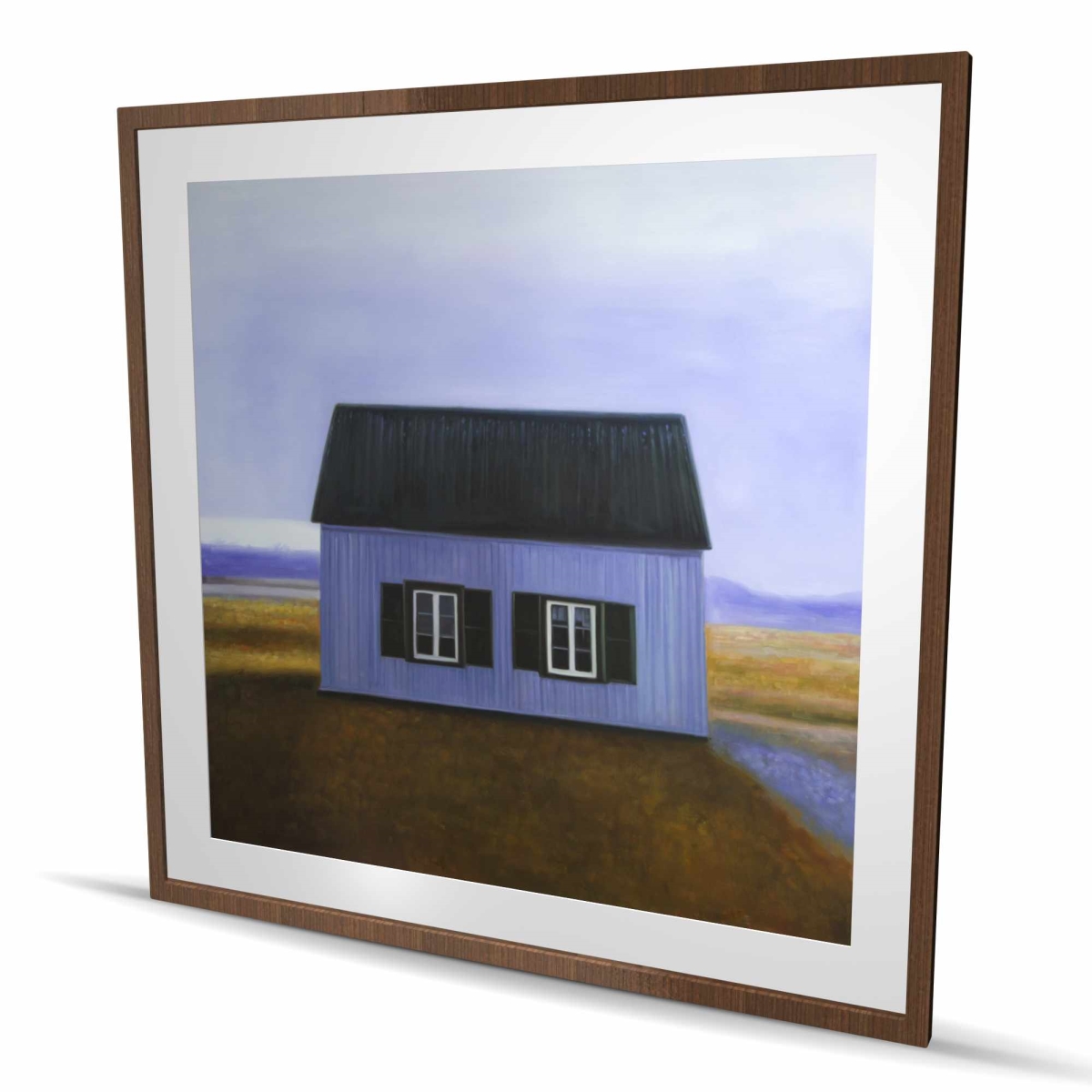 C1FM48489RH887 48 x 48 in. Blue Barn - Rustic Framed Matted Print for Home Decor