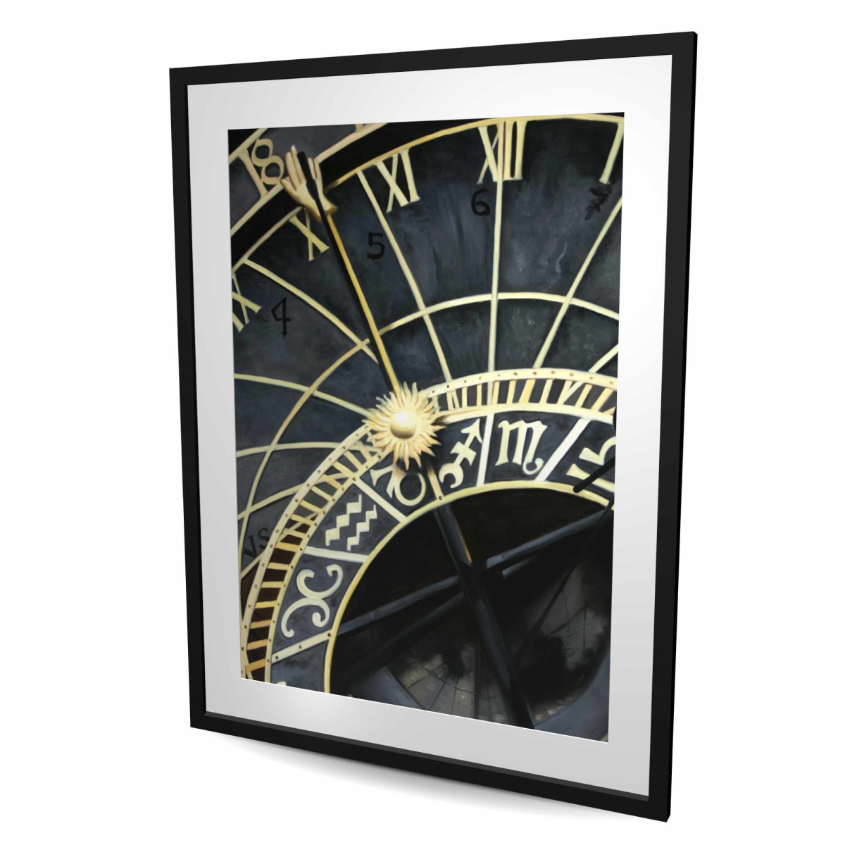 C1FM3648G1D4A9 36 x 48 in. Astrologic Clock - Earth & Galaxy Office Framed Print Decor
