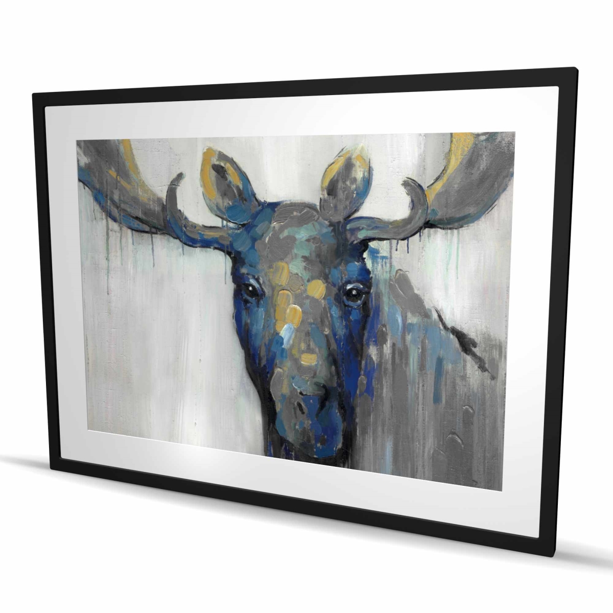 C1FM3648SNHP4N 36 x 48 in. Blue Moose - Rustic Holidays Framed Matted Print for Decor