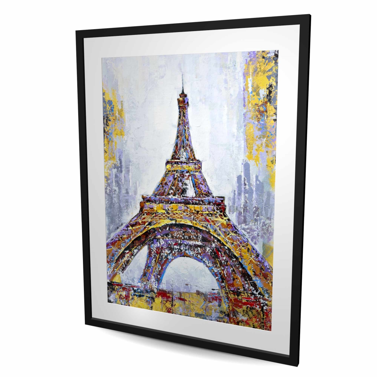 C1FM3648PB92H5 36 x 48 in. Abstract Paint Splash Eiffel Tower - Framed Matted Print