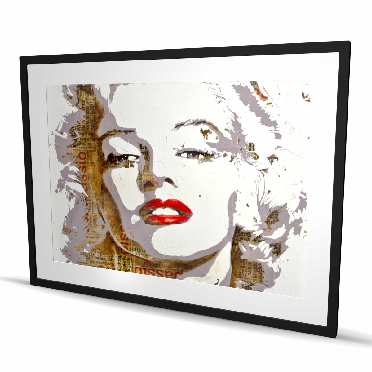 C1FM36486ZVIUS 36 x 48 in. Marilyn Monroe Typography Vintage Framed Print - Home Decor