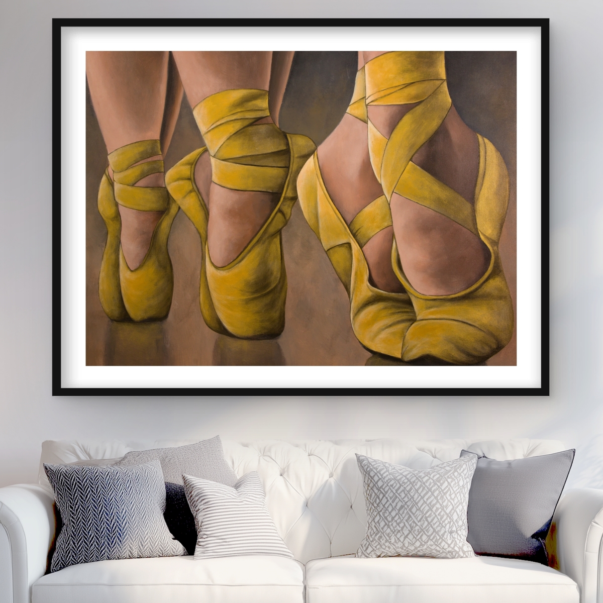 C1FM3648RWGNHK 36 x 48 in. Synchronized Ballerinas - Framed Matted Print for Home Decor