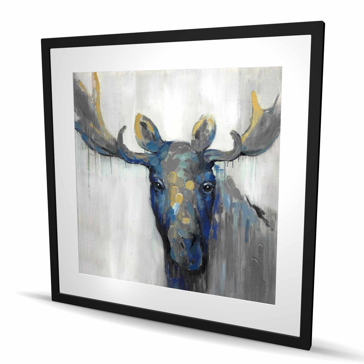 C1FM3636X3EK3E 36 x 36 in. Blue Moose - Man Cave Holidays Framed Matted Print Decor