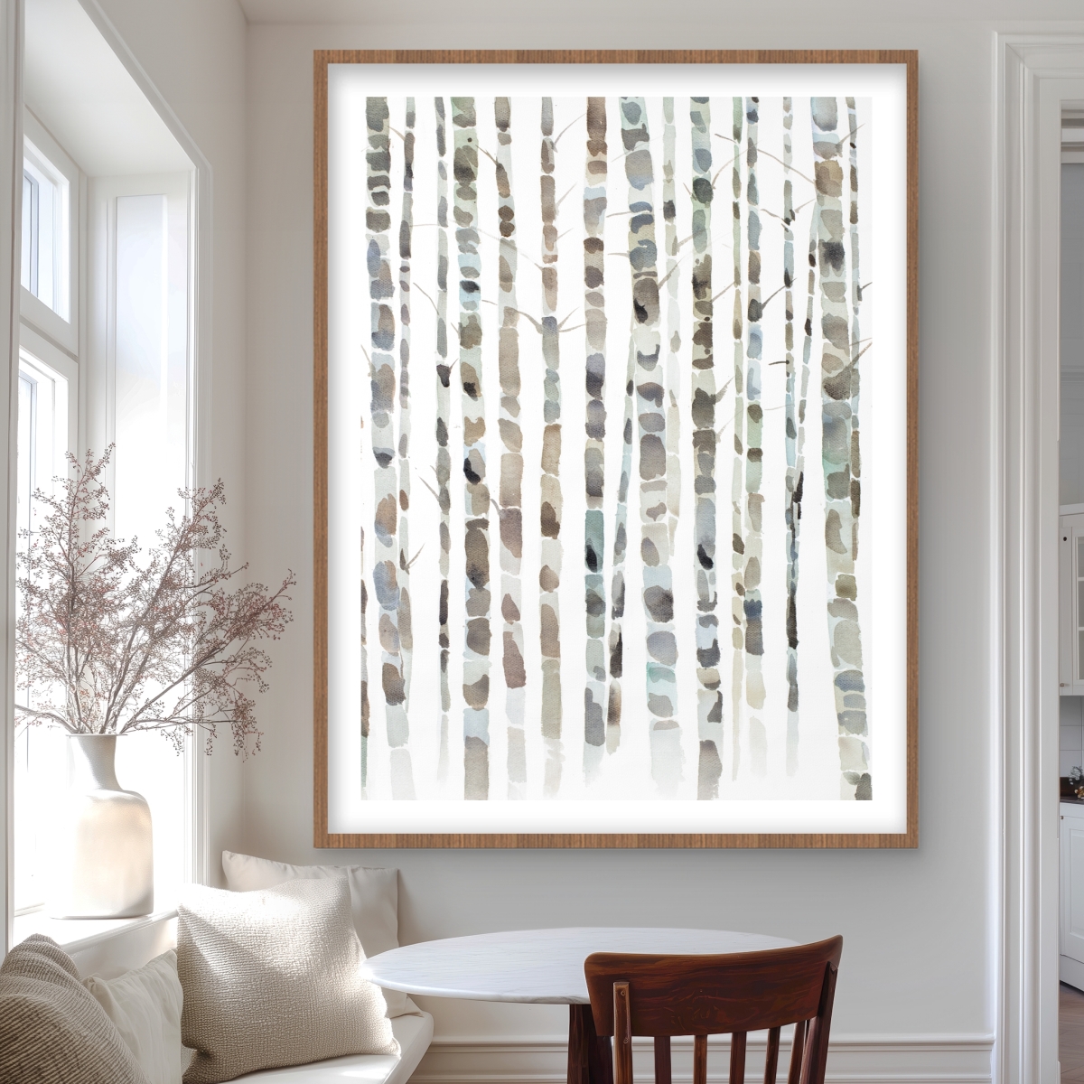 C1FM3648S8Y9S0 36 x 48 in. Watercolor Birch Tree Forest Print - Framed Office Decor