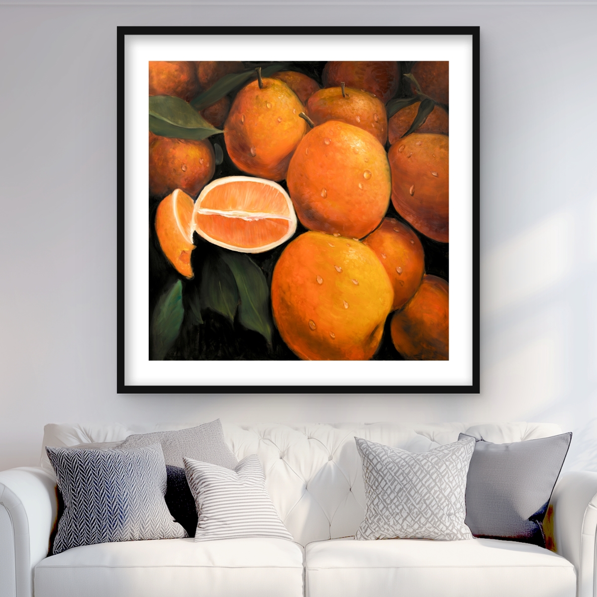 C1FM3636YD8R4C 36 x 36 in. Fresh Oranges - Hyperrealist Still Life Print - Home Decor