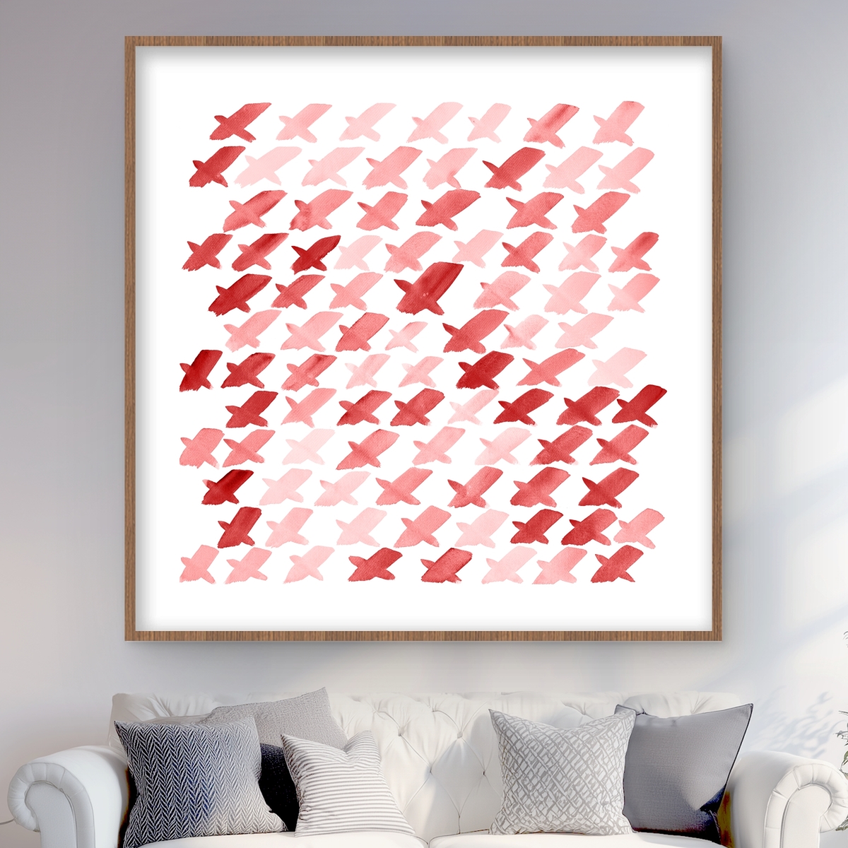 C1FM4848KQPTAK 48 x 48 in. X Red Pattern - Abstract Illustrative Framed Matted Print