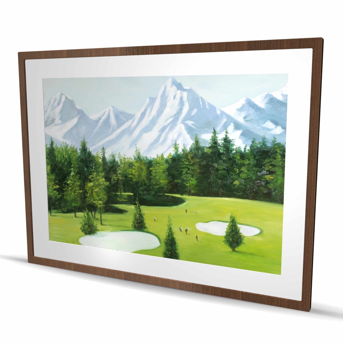 C1FM36480ZAW7W 36 x 48 in. Golf Course with Mountain View - Framed Matted Print Decor