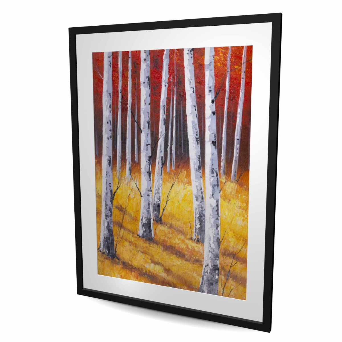 C1FM3648BLTLXP 36 x 48 in. Fall Forest Landscape Print - Orange Framed Matted Decor