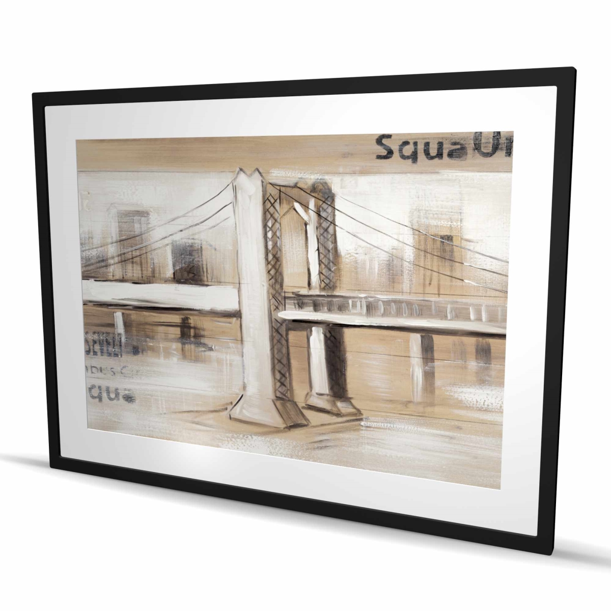C1FM3648T9OE3C 36 x 48 in. Abstract Bridge with Typography - Bedroom Framed Print Decor