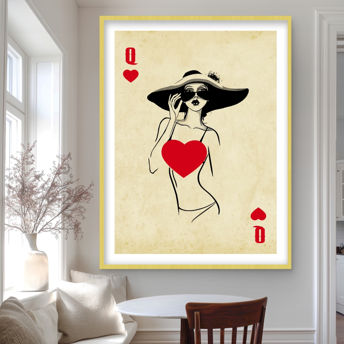 C1FM3648TAZ3NJ 36 x 48 in. Queen of Hearts - Man Cave Figurative Framed Print Decor