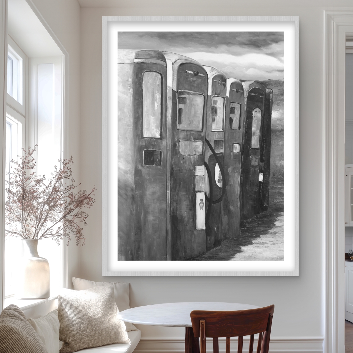 C1FM36481ZA9NC 36 x 48 in. Old Gas Pumps Still Life Office Print - Framed Matted Decor