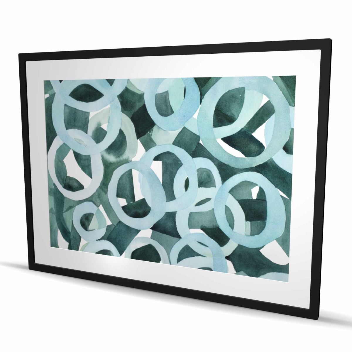 C1FM3648V9H3JP 36 x 48 in. Abstract Rings - Office Pattern Framed Matted Print Decor
