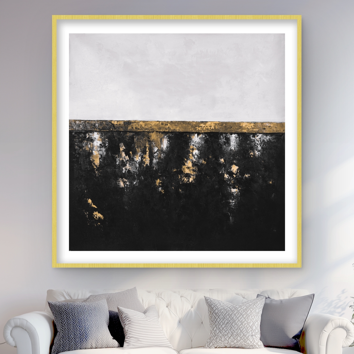 C1FM4848SSCUNS 48 x 48 in. Abstract Container - Gray Livingroom Framed Matted Print