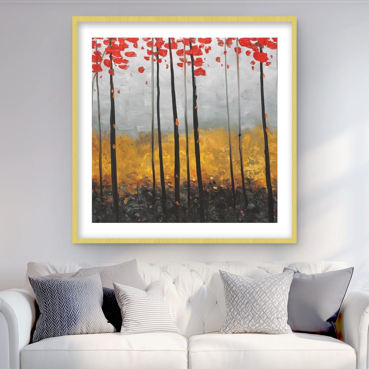 C1FM3636M8C8SL 36 x 36 in. Abstract Landscape - Framed Matted Print for Home Decor