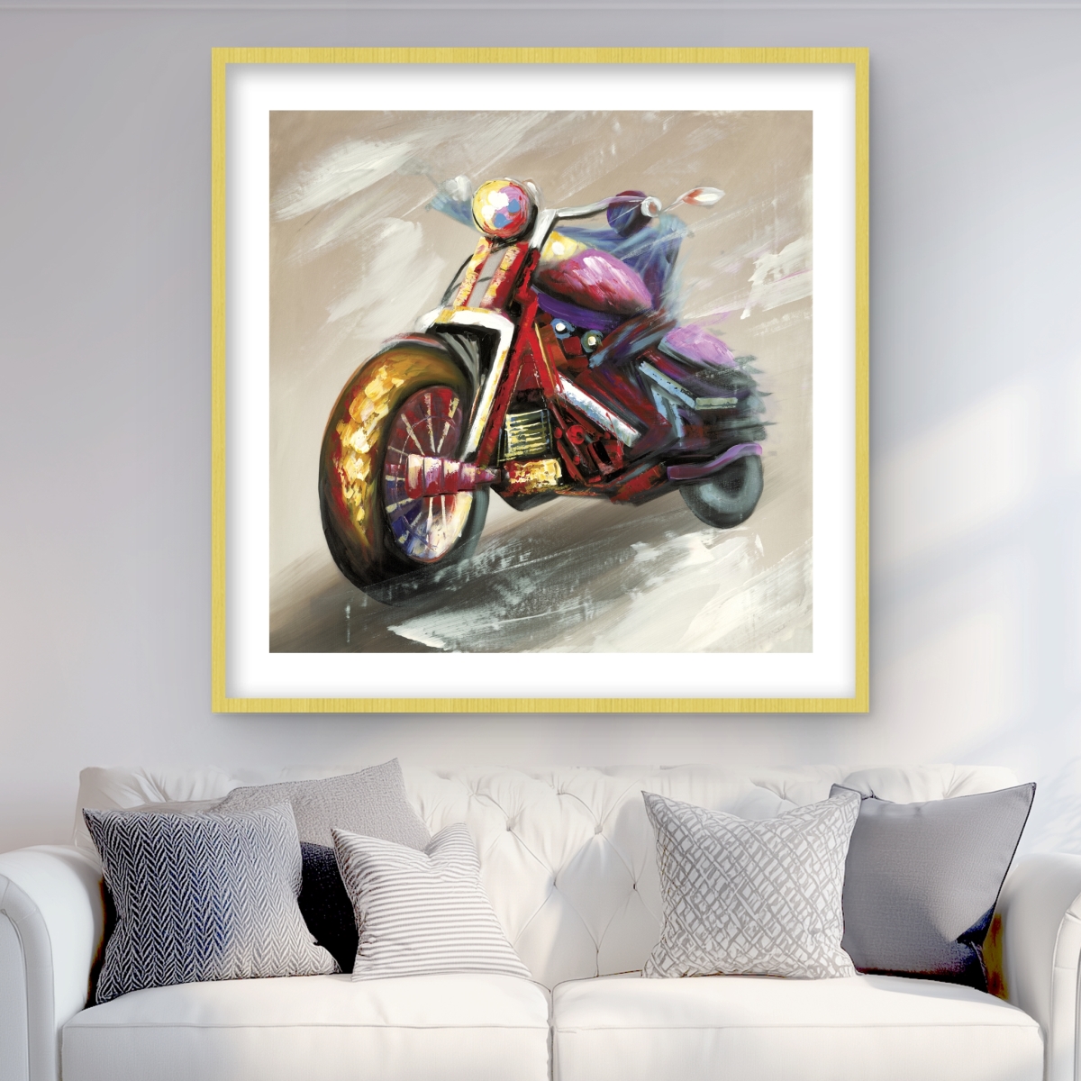 C1FM3636CV9JAU 36 x 36 in. Abstract Motorcycle - Man Cave Art Print for Home Decor