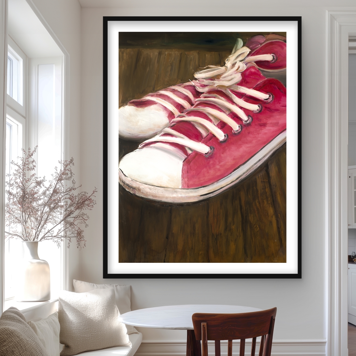 C1FM3648PBG42E 36 x 48 in. Pink Sneakers - Framed Matted Print for Home Decor