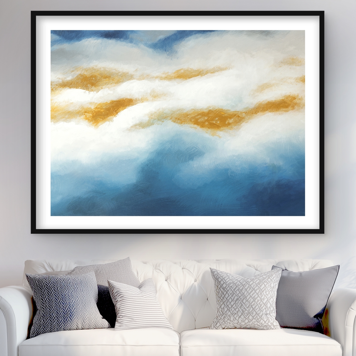 C1FM3648H3DW9D 36 x 48 in. Abstract Clouds - Contemporary Pattern Framed Matted Print