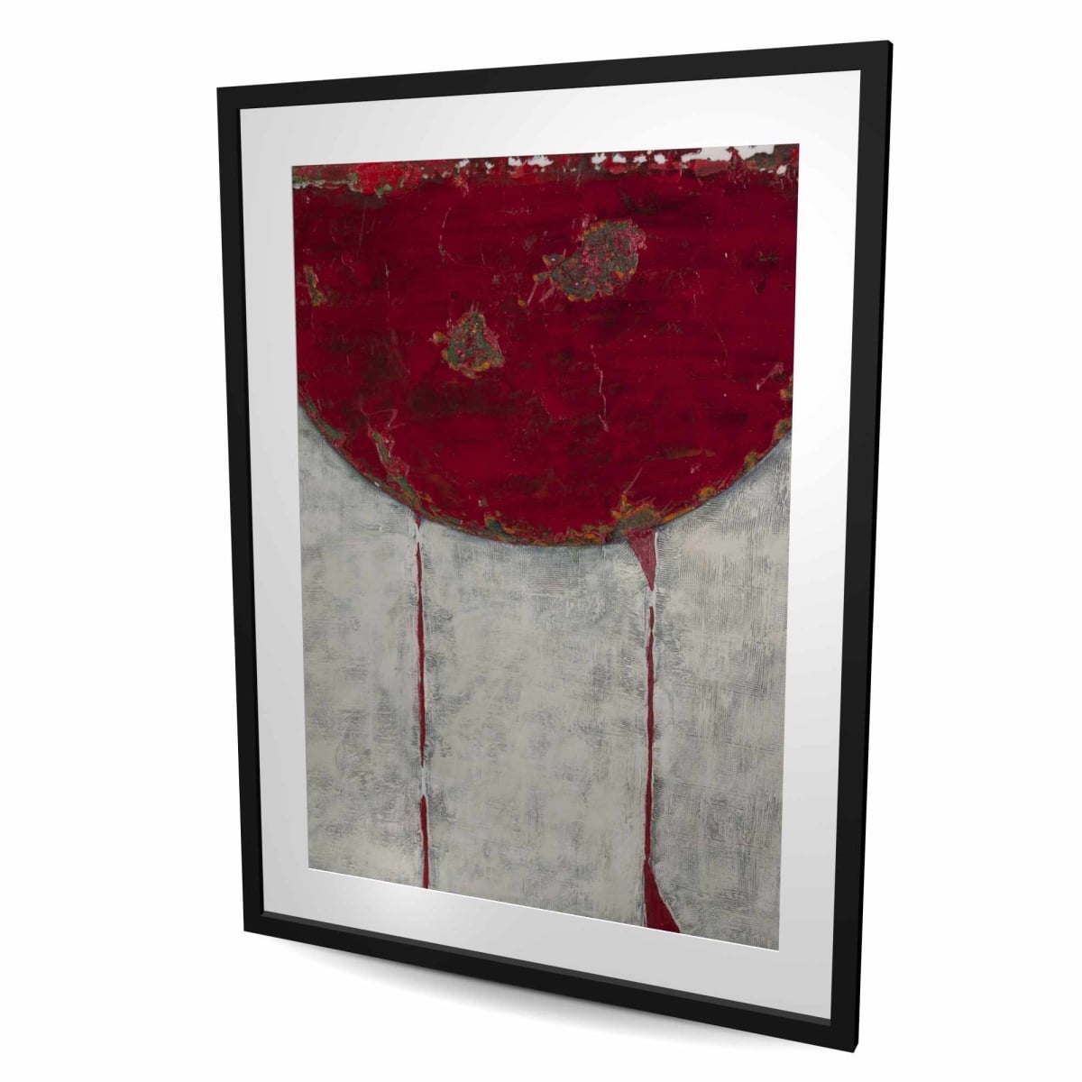 C1FM3648H5TCDO 36 x 48 in. Red Half Circle - Gray Framed Matted Print for Home Decor