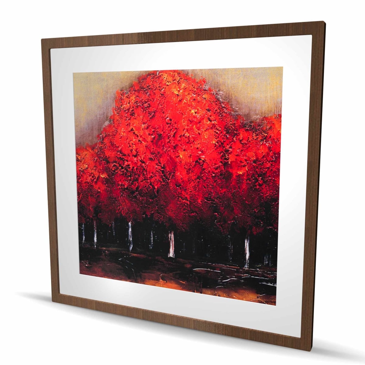C1FM3636PMY3CC 36 x 36 in. Red Dark Trees - Framed Matted Print for Home Decor