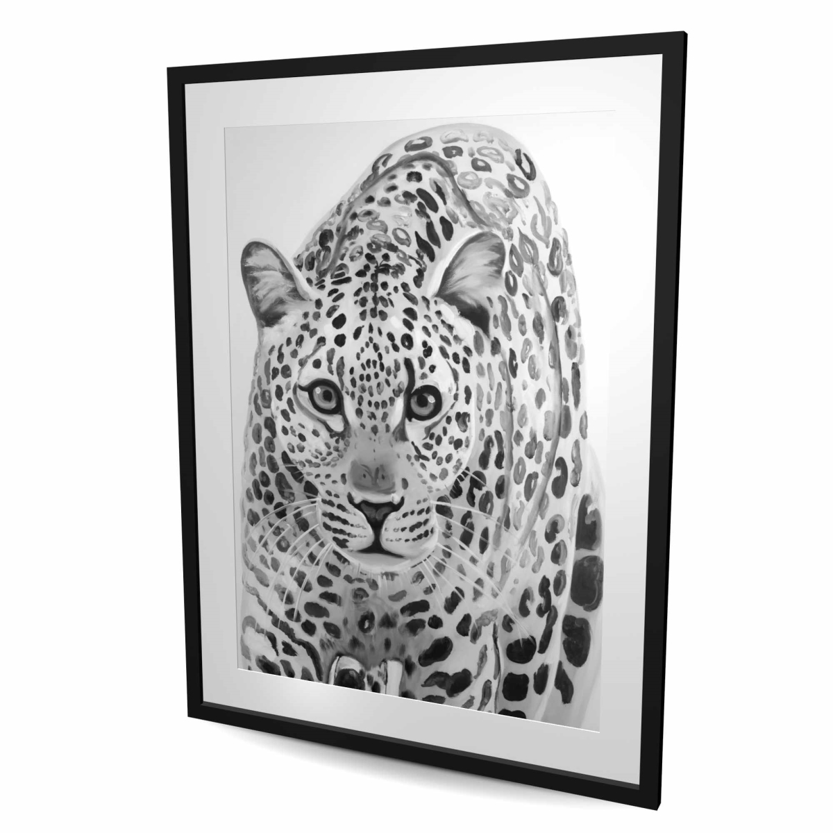 C1FM3648540Y51 36 x 48 in. Leopard Ready to Attack - Framed Matted Wildlife Print