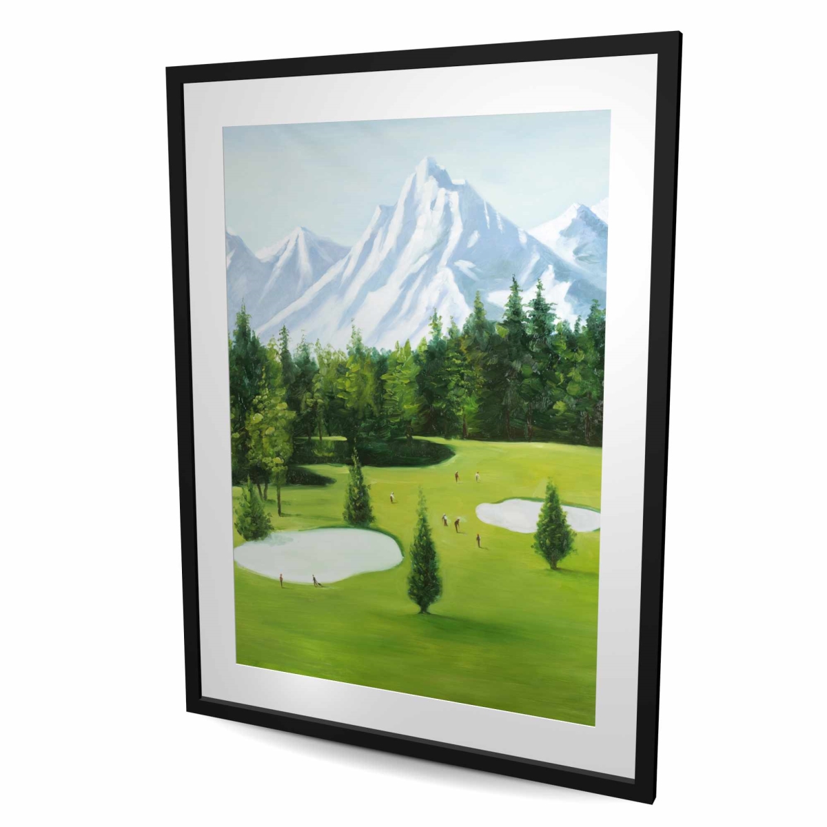 C1FM3648SLBZDK 36 x 48 in. Golf Course with Mountain View - Man Cave Framed Print