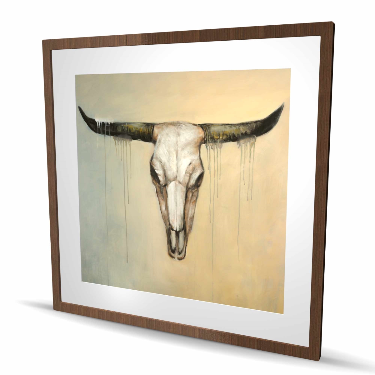 C1FM3636UIL2LS 36 x 36 in. Bull Skull - Rustic Framed Matted Print for Home Decor