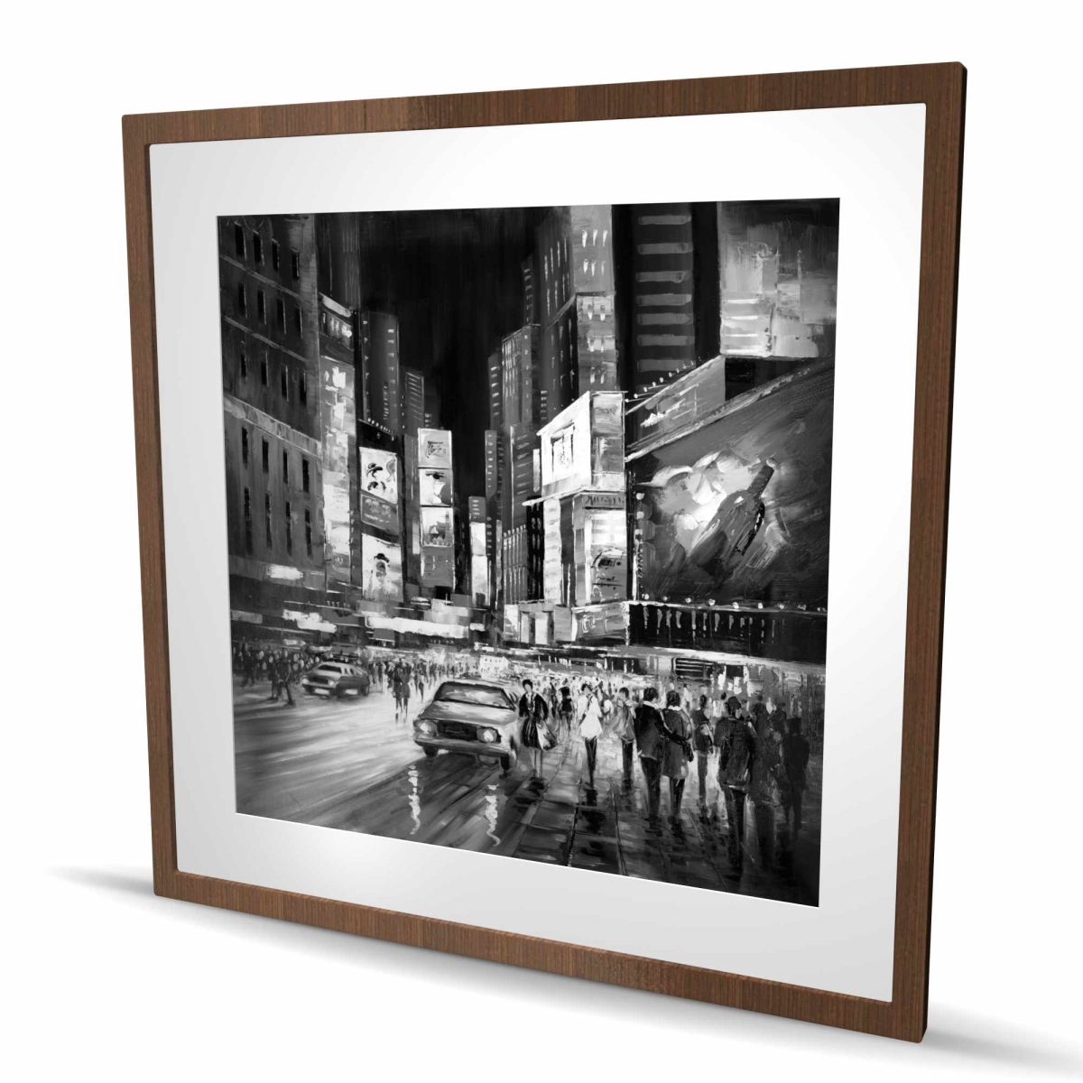 C1FM3636VFUBA3 36 x 36 in. Times Square Monochrome - Black Office Framed Matted Print