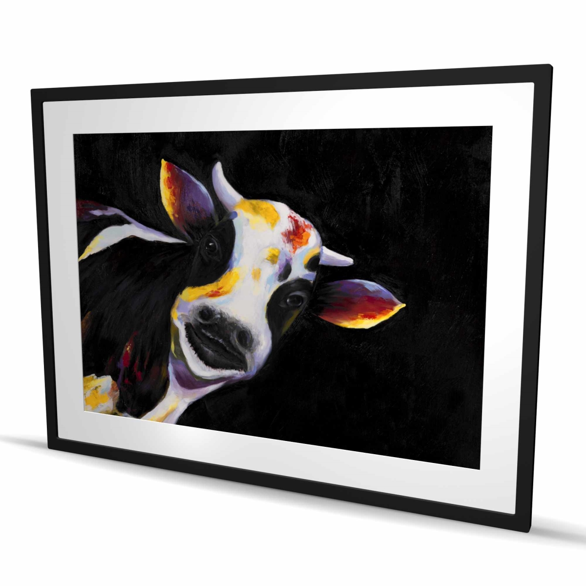 C1FM36487TO48B 36 x 48 in. One Funny Cow - Rustic Black Framed Matted Print for Decor