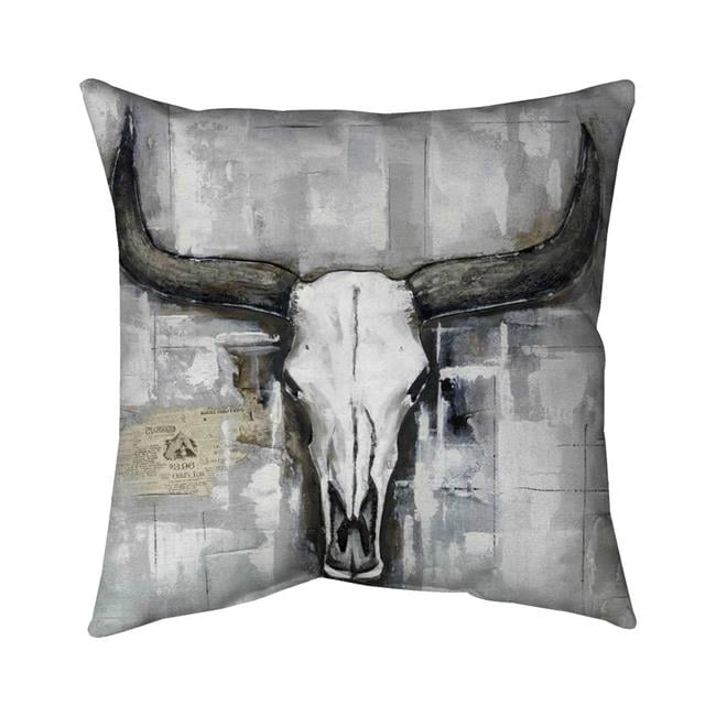 5542-2020-AN39 20 x 20 in. Bull Skull on An Industrial Background-Double Sided Print Outdoor Pillow Cover