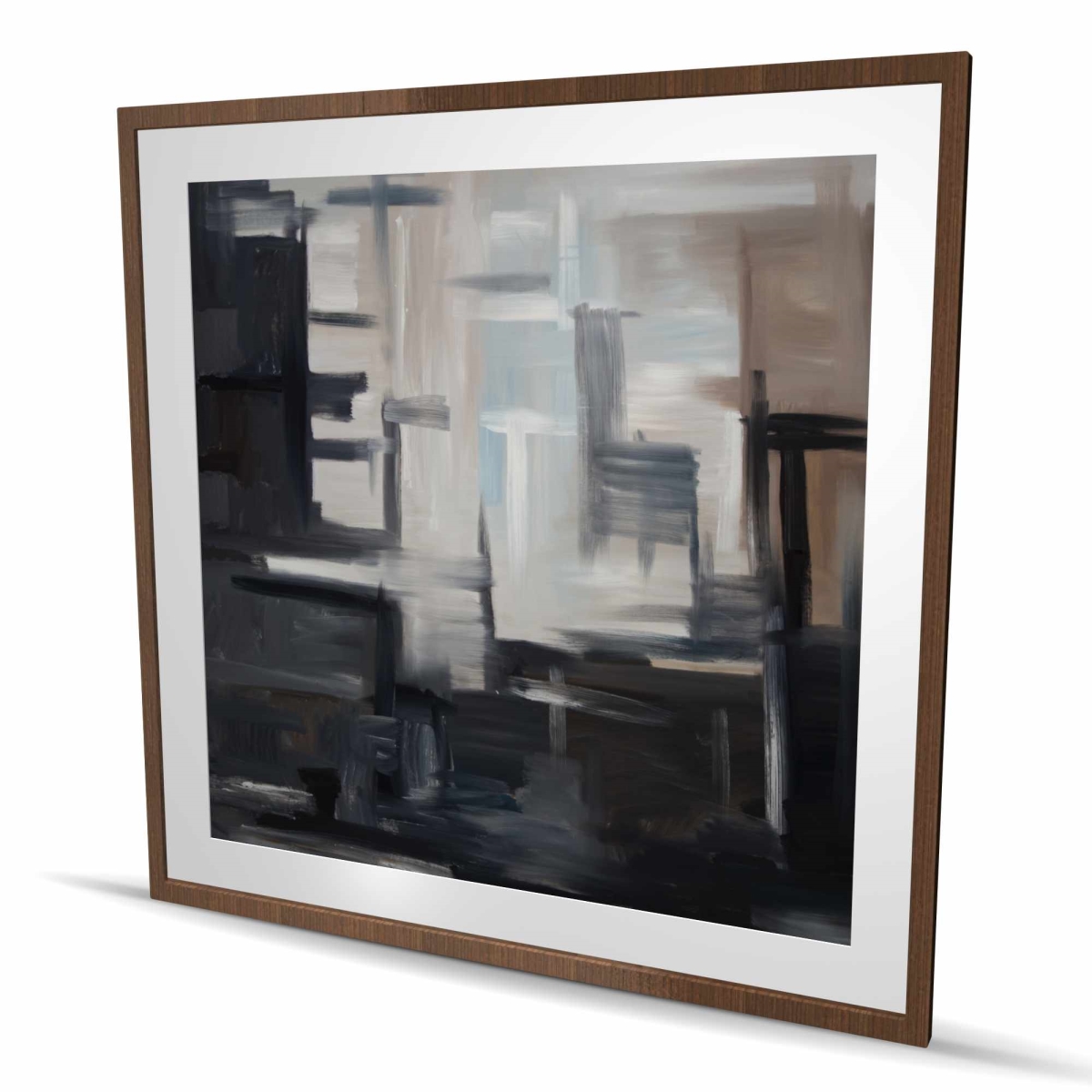 C1FM4848E8Z3JY 48 x 48 in. Subtil - Abstract Man Cave Framed Matted Print - Home Decor